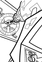A coloring page of powerpuff girls